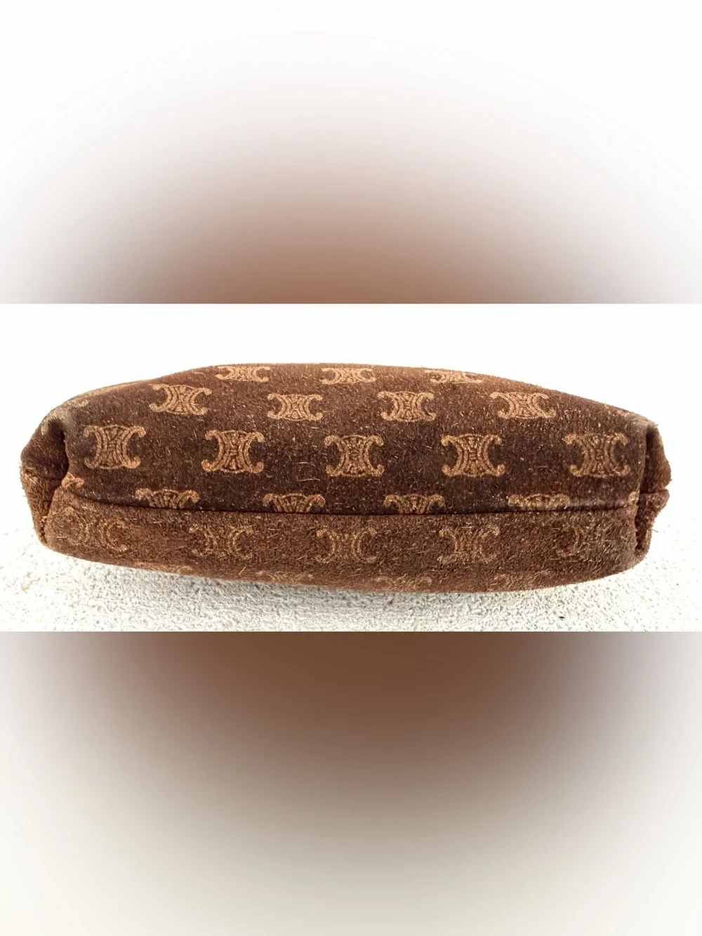 CELINE Rare Vintage C Macadam Suede Padded Kiss Lock Coin Purse